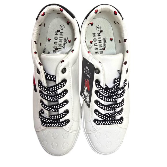 Disney Minnie Mouse Low-top Court Sneakers Womens 9.5, 10 & 11 White Embroidered - Picture 9 of 12